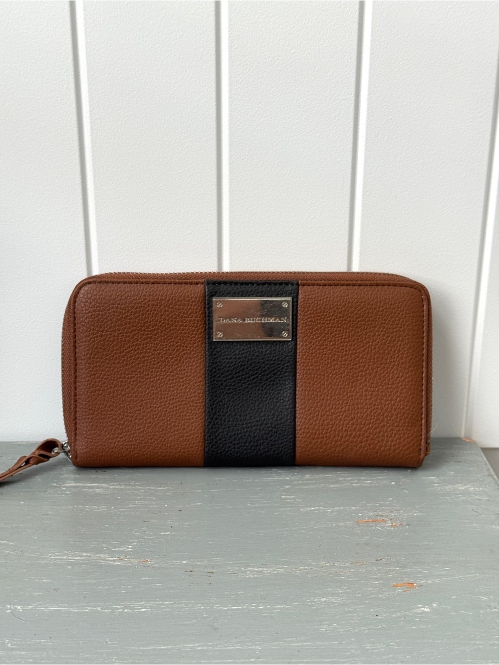 Dana Buchanan Brown and Black Center-Stripe Zip Wallet